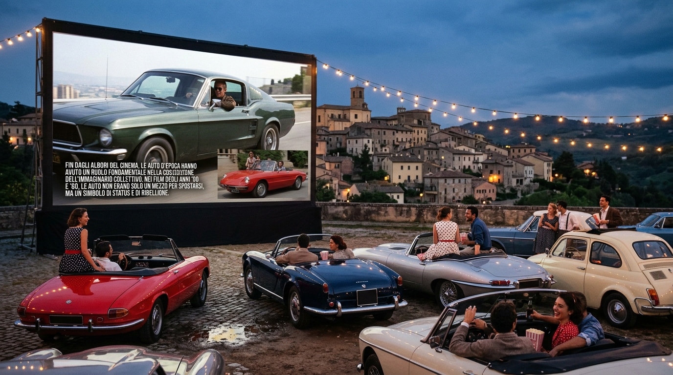 auto d'epoca in un drive-in